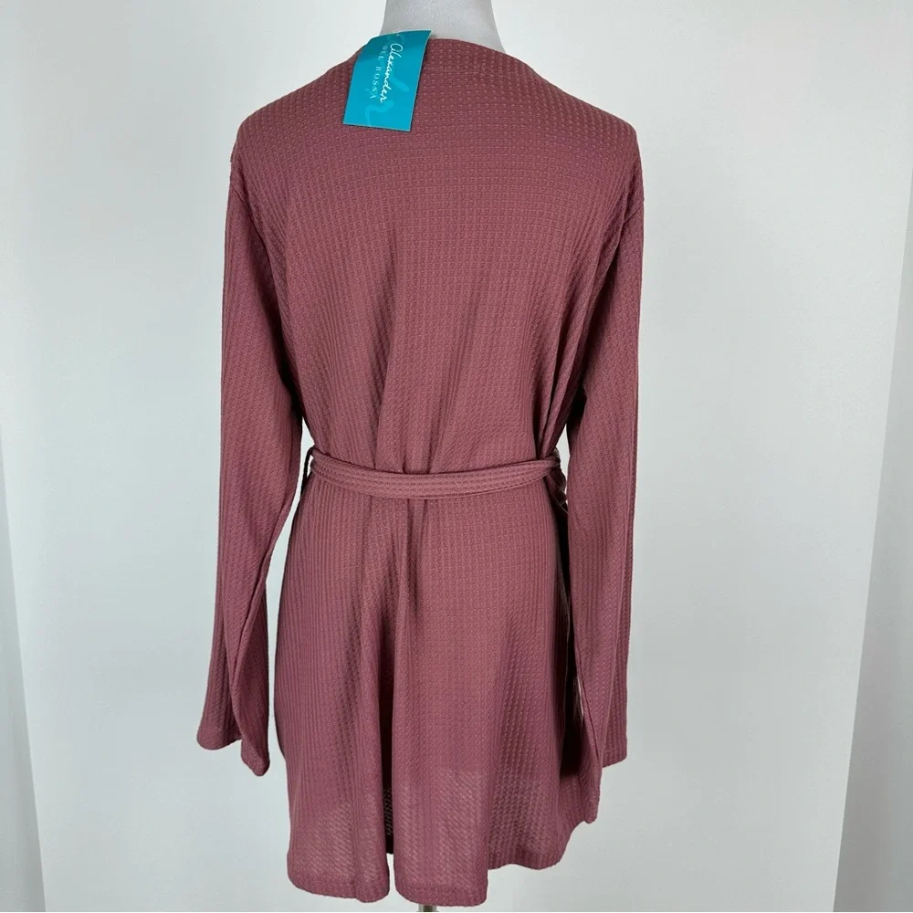 Alexander Del Rossa Mauve Short Waffle Texture Robe Size XL - Picture 9 of 10